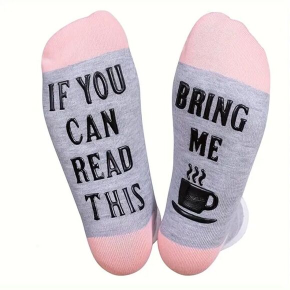 ✨🆕✨ If You Can Read This Bring Me Coffee or Hot Chocolate Fleece Socks ☕️ ✨ - Picture 1 of 7